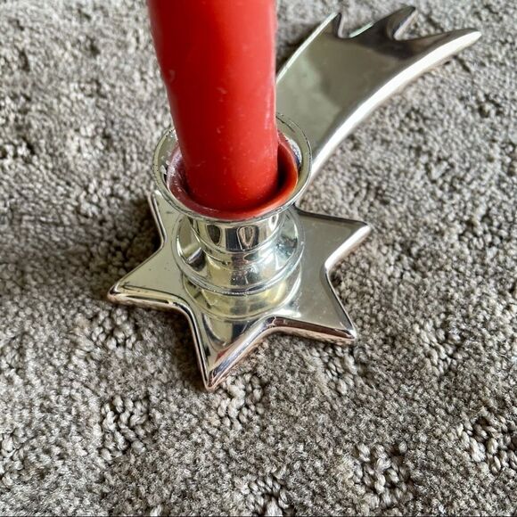 Silver Plated Christmas Star Candle Holder with Felt Protection - Picture 4 of 10